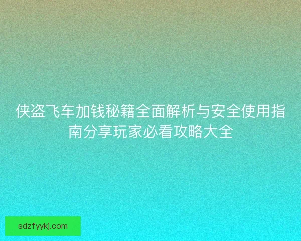 侠盗飞车加钱秘籍全面解析与安全使用指南分享玩家必看攻略大全